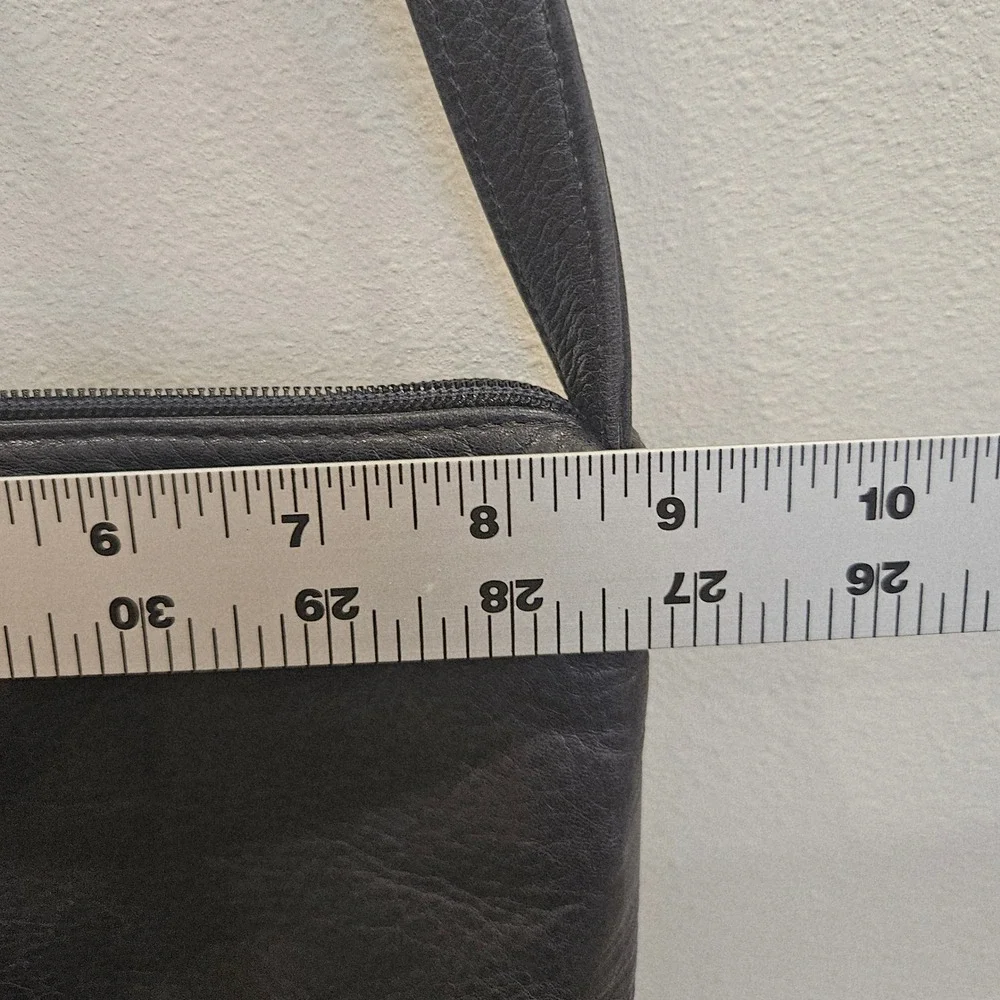 Libaire Black Pebbled Leather Crossbody Bag Made in USA Minimalist Zip Pocket